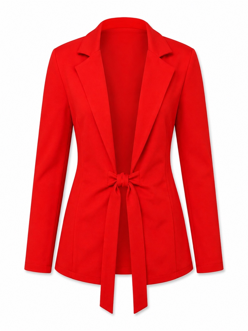 PinkBlush Red Tie Waist Blazer Open Front Stretch Workwear Jacket Small - Picture 4 of 7